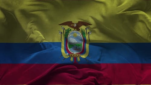 Ecuador Flag Realistic Waving Animation