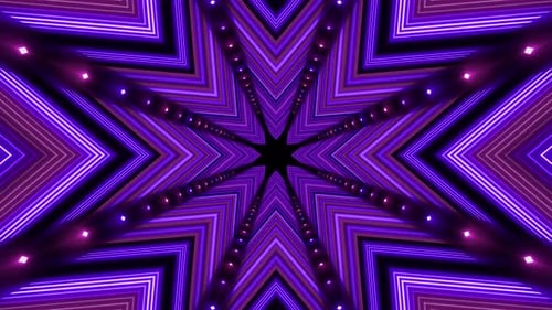 Neon Glowing Star Tunnel Abstract Loop Background