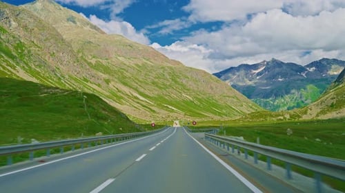 Driving on Mountain Road in Alpine Valley in Switzerland Driving in the Swiss Alps Filmed From the