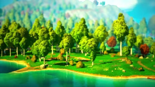 Cartoon Landscape with Hills and Forest