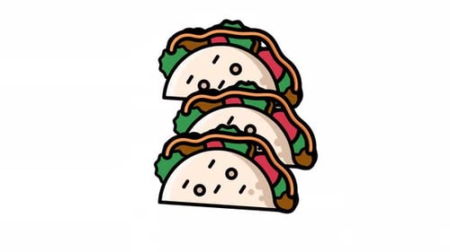 Taco trio filled icon for animated Mexican street food menu