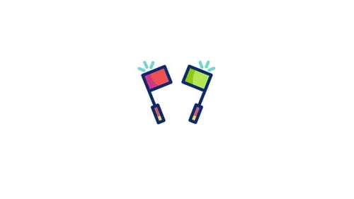 Animated Green and Red Flags Geometric Motion Graphic
