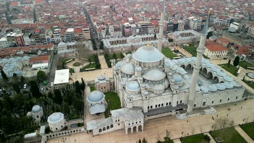 Fatih Mosque in Istanbul Turkey circle right long shot