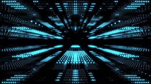 Futuristic Blue Grid Text Reveal Digital Tunnel