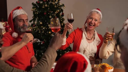 Christmas Dinner with Family and Friends Celebrating