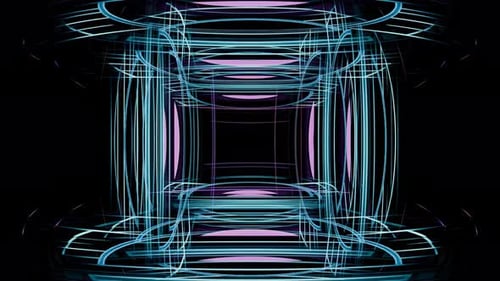 Endlessly Rotating Futuristic Tunnel Illuminated By Vibrant Neon Lights