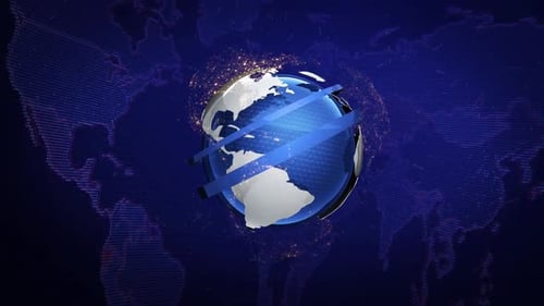 animación, vídeo de apertura, parachoques, globo azul girando