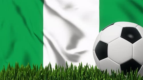 Soccer Background with Nigeria Flag 4K Looped