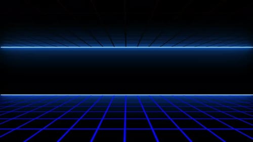 Abstract Neon Blue Grid Text Reveal