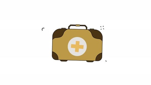 Animated First Aid Kit Medical Icon Flat Design