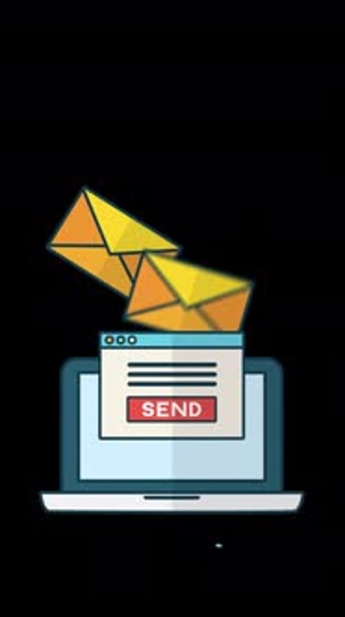 Enviando e-mail comercial no laptop Vertical Alpha Channel