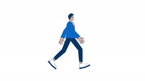 Animated Man Walking in Flat Design Style