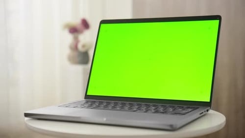 Laptop Green Screen Mockup with Dolly Zoom