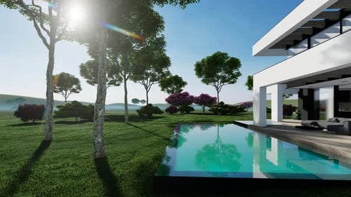 Modern Home With Pool and Beautiful Backyard