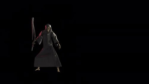 Halloween Grim Reaper Character Animated with Scythe Attack