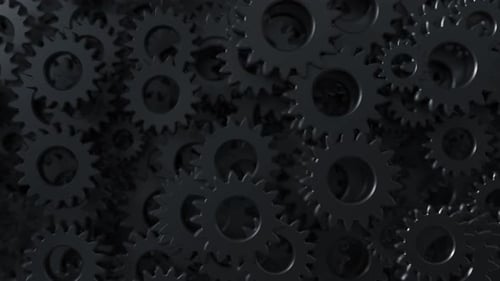 Seamless Looping Animation of Dark Industrial Interlocking Gears