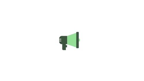 Rotating Megaphone Icon Emitting Sound Waves Animation