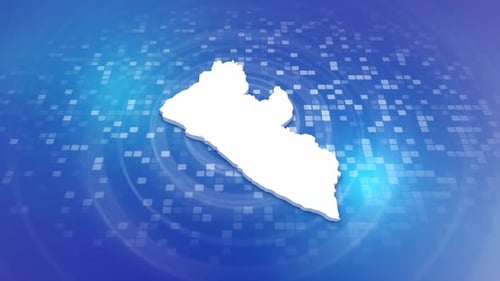 Liberia Map Reveal Animation on Digital Blue Background