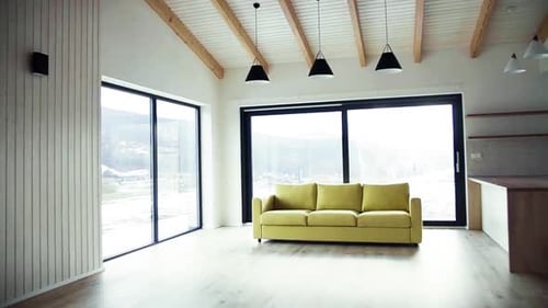 A Yellow Sofa in Modern Interior of a House or Flat In