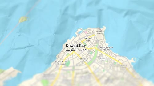 Animated Map of Kuwait City Zooming Closer