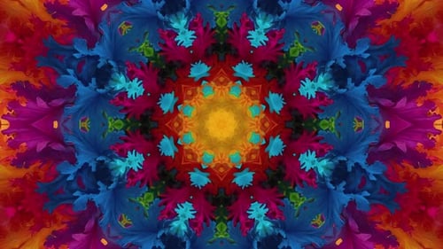 Fond d'animation de mouvement à changement de couleur de motif de mandala abstrait. Mandala multicolore coloré