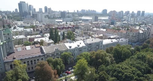 Panorama of the City Kyiv From the Air Sky View of the City From a Quadcopter