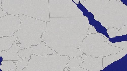 World Map Zoom and Highlight of Sudan Animation