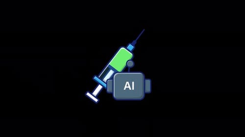Animated AI Robot Head with Syringe Injection