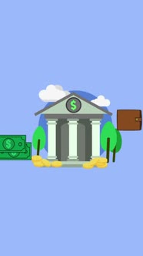 2D Secure Money Infographics On A Blue Background On Vertical