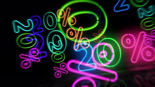 Neon 20% Discount Sale Price Tag Animation