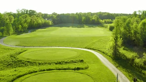 Aerial video of a beautiful golf course