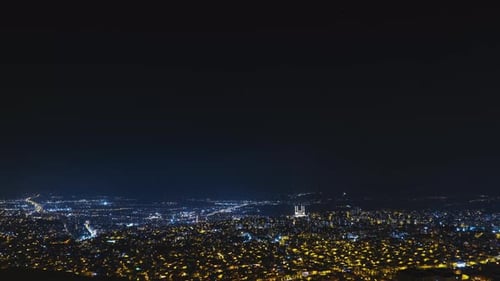 Night City Lights and Wide Cityscape Timelapse