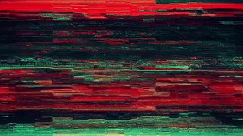 Abstract Cyber Digital Glitchy Animation Featuring Dynamic Red and Green Textures