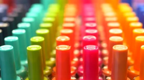 Nail Polish Collection Display at Shop Shelf