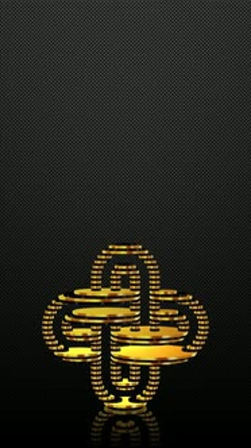 Vertical Background, Black and Gold Figure, Shape, Mirror, 3D Render, Unique Design, Exclusive