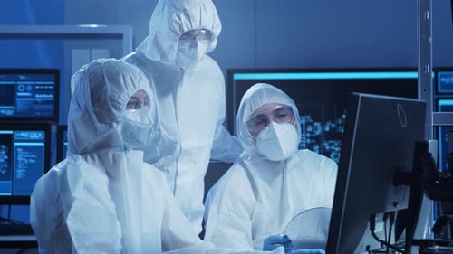 Group of Professional Engineer is Developing a Modern Microprocessor in a Futuristic Laboratory