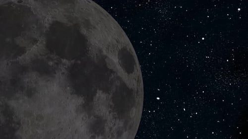 Rotating Moon and Twinkling Stars in Cosmic Space Background
