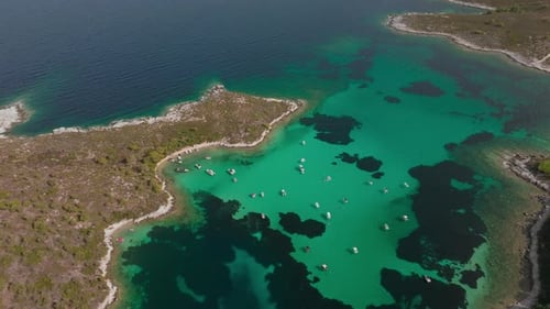 Descending Over Turquoise Cove in Greece