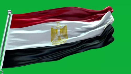 Realistic Egyptian Flag Waving on Green Screen
