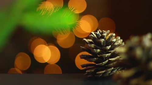 Pinecone with Christmas Lights