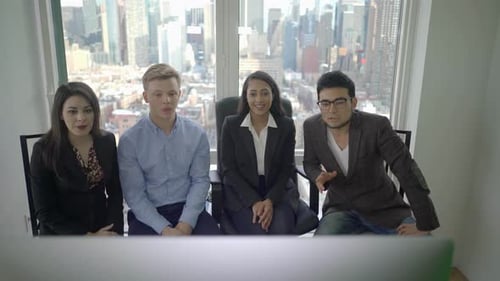 Group of Young Diverse Multiracial Business People Meeting in City Office