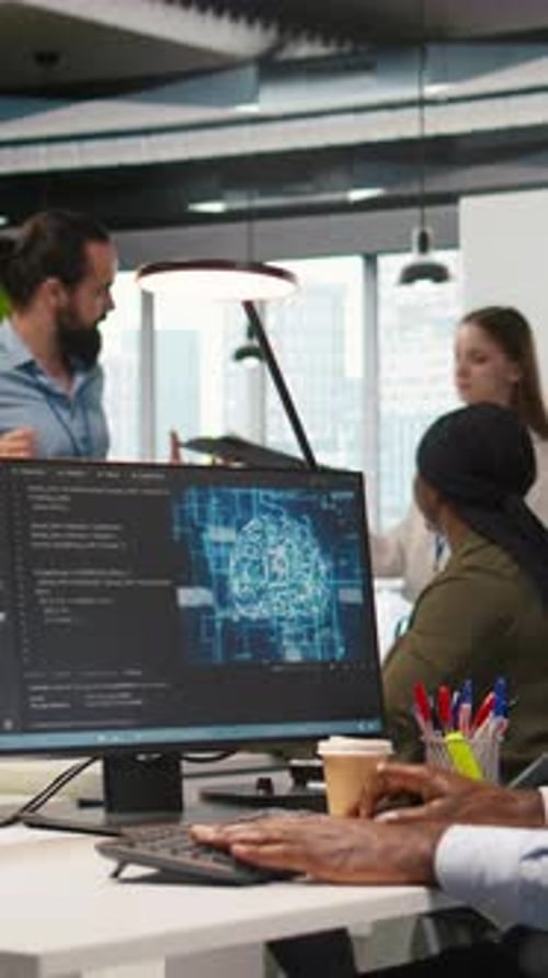 Vertical Video System Administrator in Office Using PC Automating Repetitive Tasks with AI