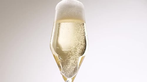 Glass of Champagne on White Isolated Background Champagne Bubbles