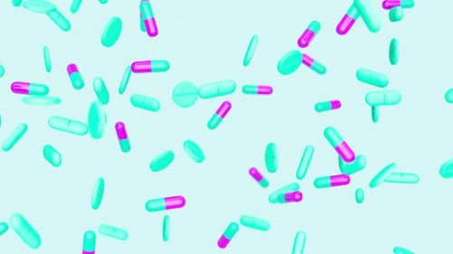 Colorful 3D Pills and Capsules Falling Loop Background
