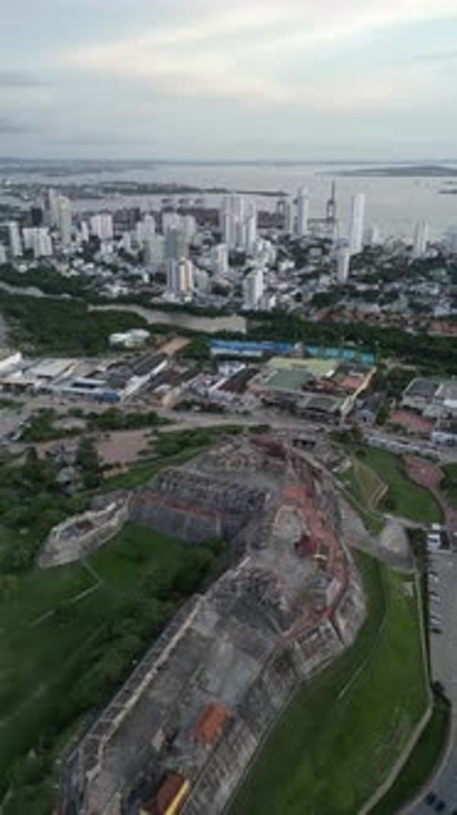 Aerial video over the beautiful city of Cartagena Colombia