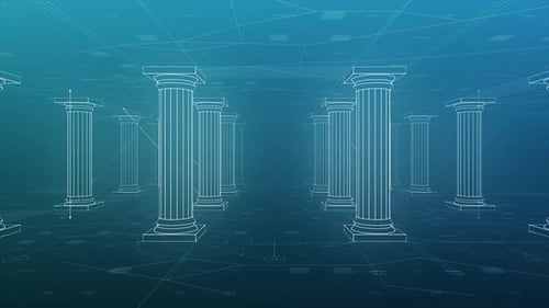 Architectural Drawing of Building Columns in Blueprints. Animation