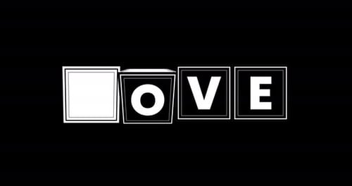 3D Kinetic Typography with Word Love Animation of Rotating 3D Cubes with Word Love Valentine Day