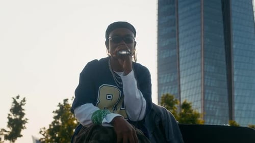 Young Black Street Musician Rapping