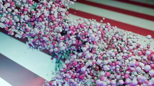 Fluid Motion of Abstract Pink and White Spheres