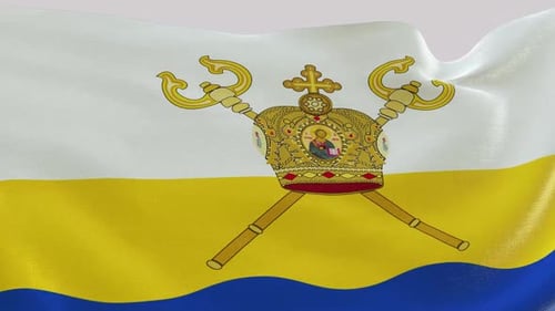 Realistic Waving Vatican Flag with Papal Tiara and Keys